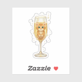 Adesivo Gatinho em Taça de Champanhe Espumante Ano Novo