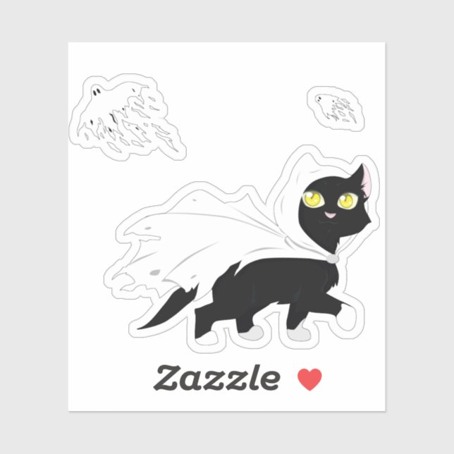 Adesivo Gatinho fantasma (Folha)