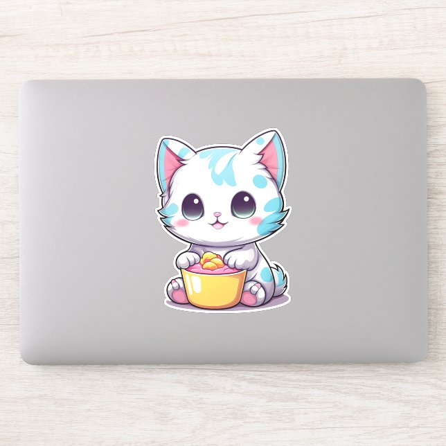 Adesivo Gatinho Kawaii Bonito Face | Emblema de gato doce (Computador)