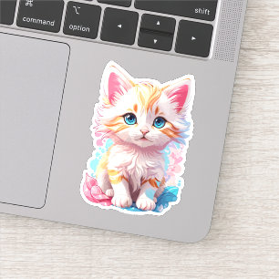 Adesivo Gatinho Kawaii Colorido