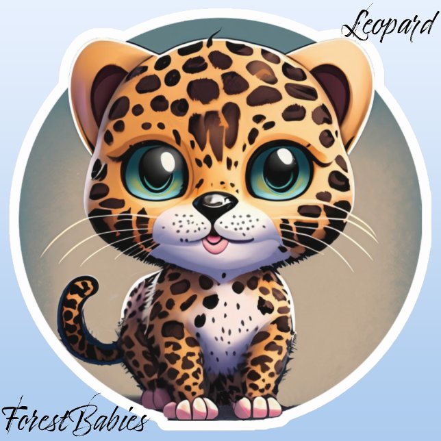 Adesivo Gatinho-Leopardo-Cinto Safari - Gráfico de Cartoon (Leopard ForestBabies Sticker)