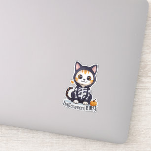 Adesivo Gatinho na fantasia de Halloween