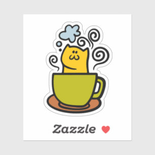 Adesivo Gatinho numa xícara de café