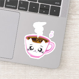 Adesivo Gatinho rosa Kawaii - Taça de café