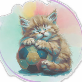 Adesivo Gatinho Sonolento com Bola de Futebol – Amante de