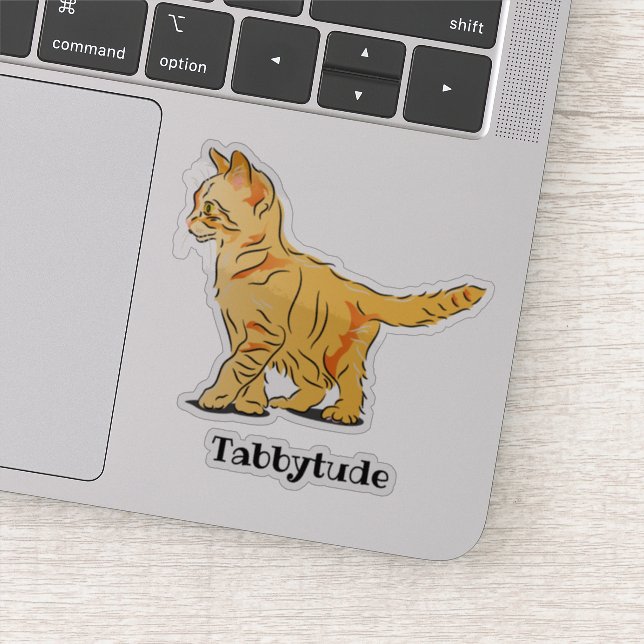 Adesivo Gatinho Tabby Laranja Escuro com Texto Personaliza (Detalhe)
