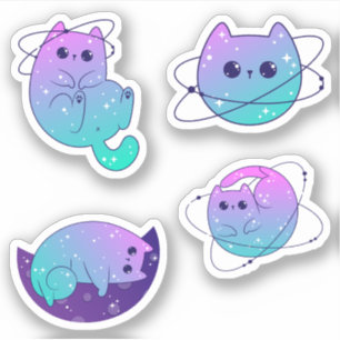Adesivo Gatinhos Cósmicos - Pacote Célestial do Gel Sticke