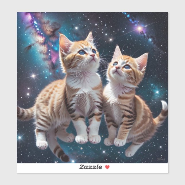 Adesivo Gatinhos do Espaço na Galáxia (Folha)