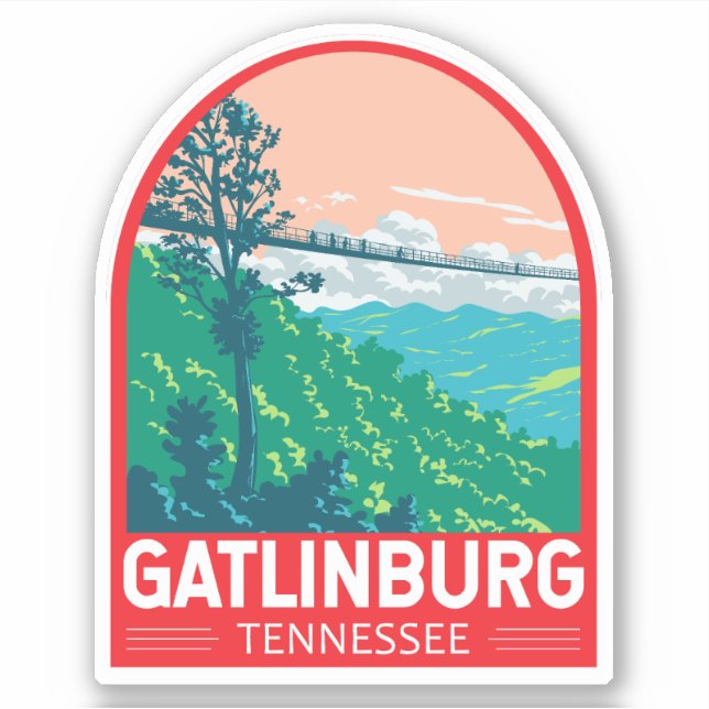 Adesivo Gatlinburg Tennessee Travel Art Emblem (Frente)