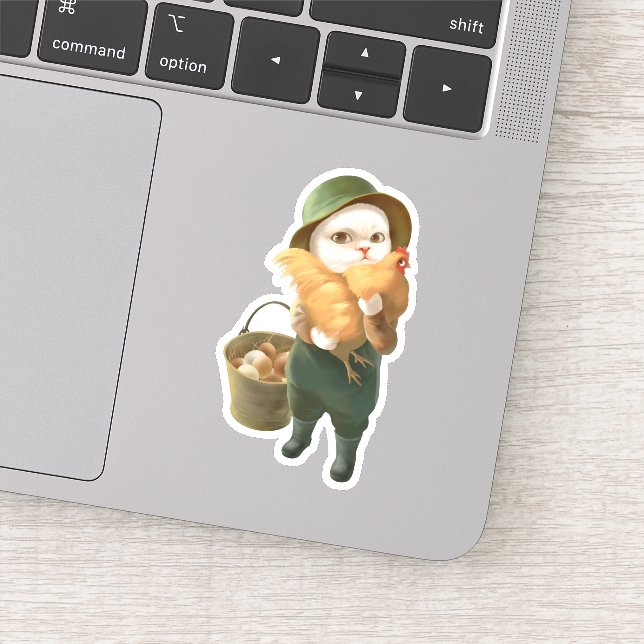 Adesivo Gato Adorável com Hen na Fazenda (Detalhe)