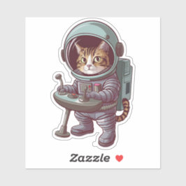 Adesivo Gato Astronauta Adorável do Espaço Gato