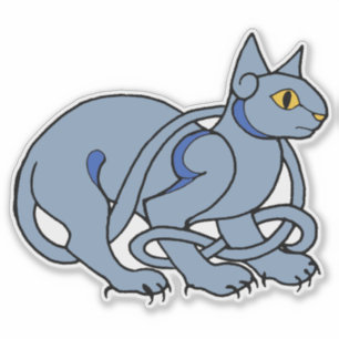 Adesivo Gato azul do nó celta medieval da arte