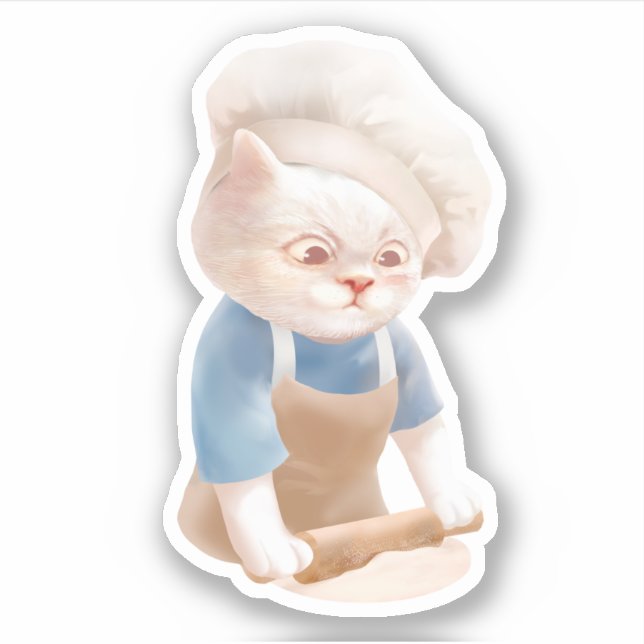 Adesivo Gato Baker Baby - Cozy Morning Kneading (Frente)