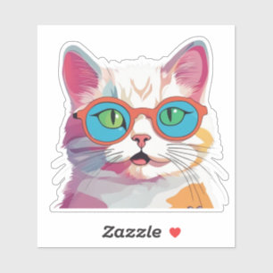 Adesivo Gato bonito com vidro Clipart-78197