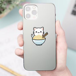 Adesivo Gato Bonito com Vinheta de Noodles | Kawaii Animal