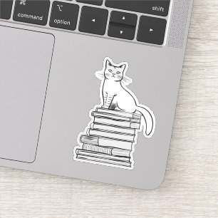Adesivo Gato Bonito em Livros