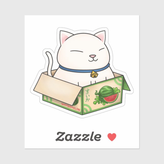 Adesivo Gato branco branco de Fruta (Folha)