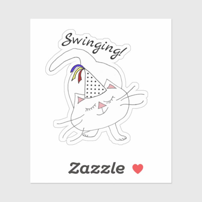 Adesivo Gato Branco do Partido do Gatinho Kuth (Folha)