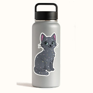 Adesivo Gato Brilho Cinza Místico