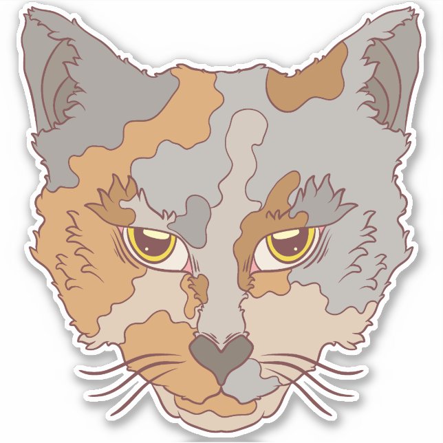 Adesivo Gato Calico Fofo (Frente)