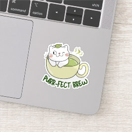 Adesivo Gato Chá Matcha Purrfeito