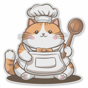 Adesivo Gato Chef Adorável