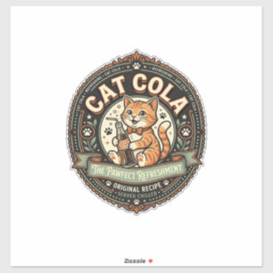 Adesivo Gato Cola Gato Rótulo de Bebida Refrigerante Gato