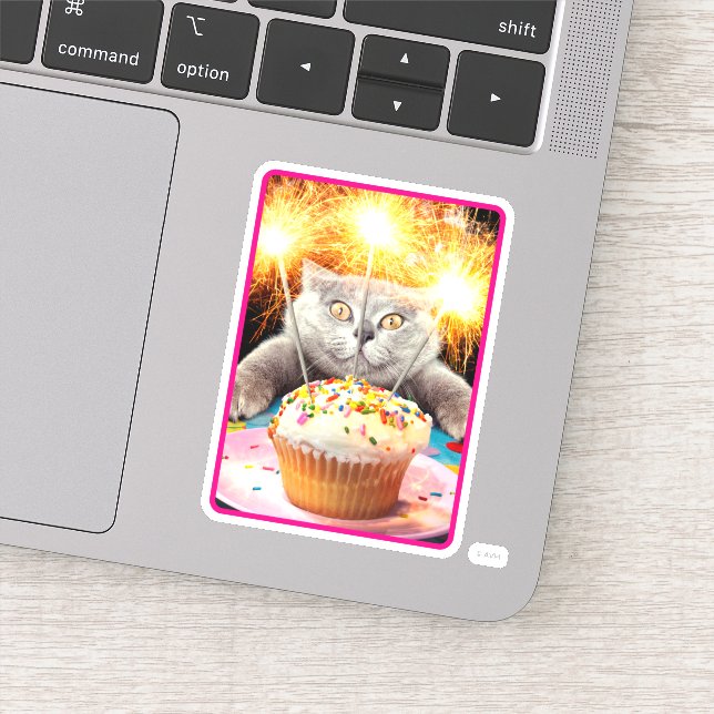 Adesivo Gato com Cupcake Sparkler (Detalhe)