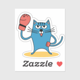 Adesivo Gato com luvas de boxe