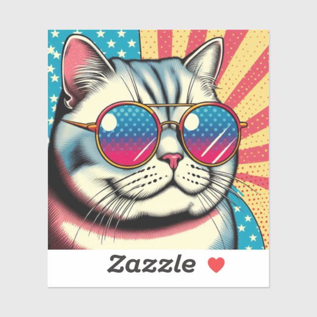 Adesivo Gato com óculos (Folha)