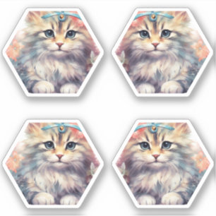 Adesivo Gato com olhos azuis e laço azul