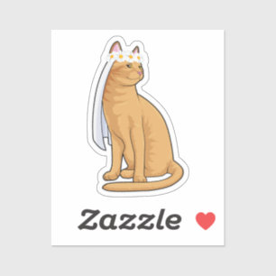Adesivo Gato como noiva com véu