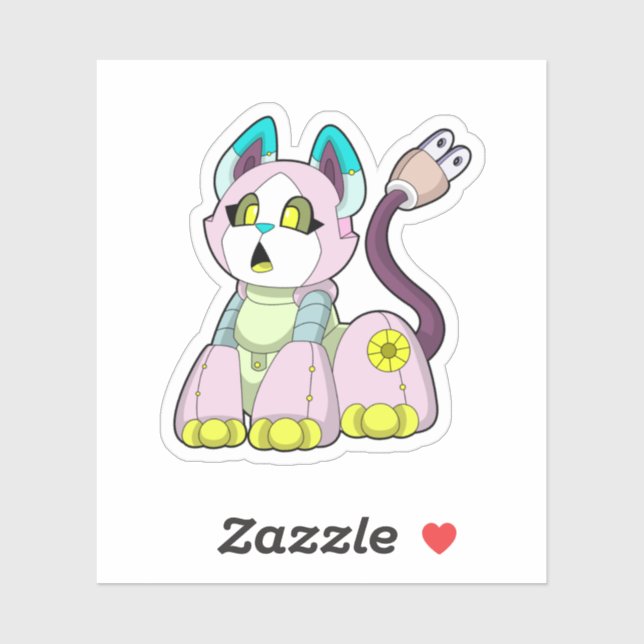 Adesivo Gato como Robô (Folha)