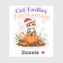 Adesivo Gato Damas por Kamala: Mostra Apoio a Kamala
