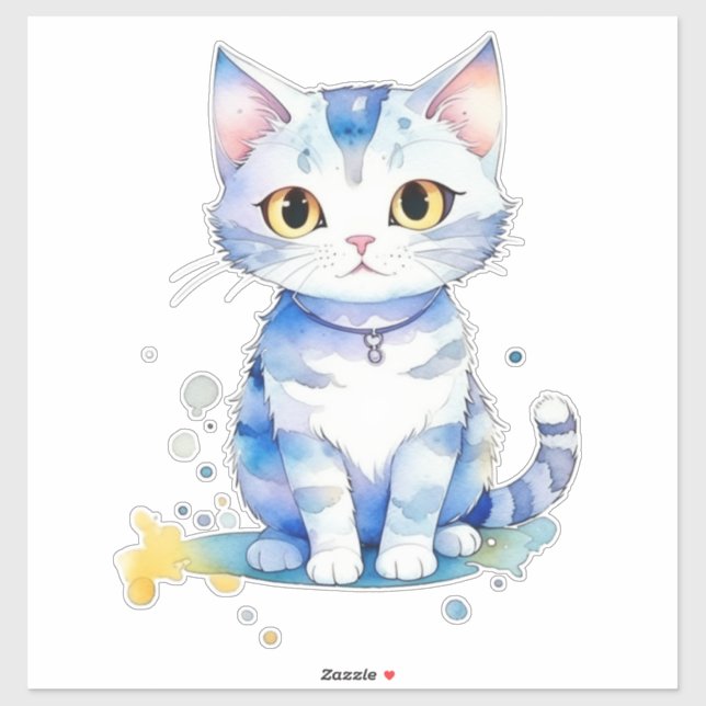 Adesivo Gato de aquarela (gatinho) design (Folha)