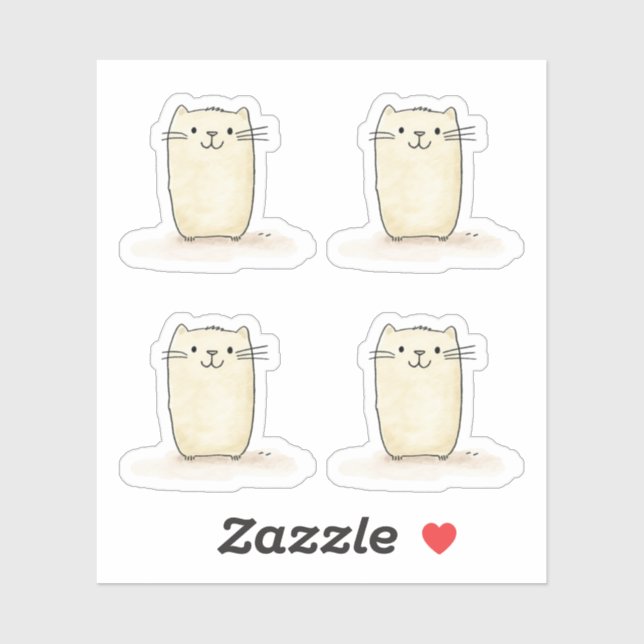 Adesivo Gato de bege de aquarela branca (Folha)