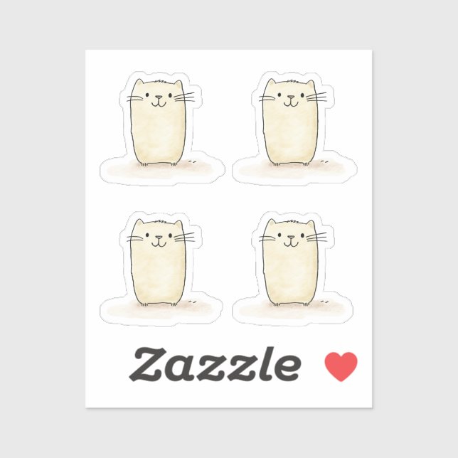 Adesivo Gato de bege de aquarela branca (Folha)