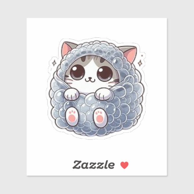 Adesivo Gato de bolha engraçado (Folha)