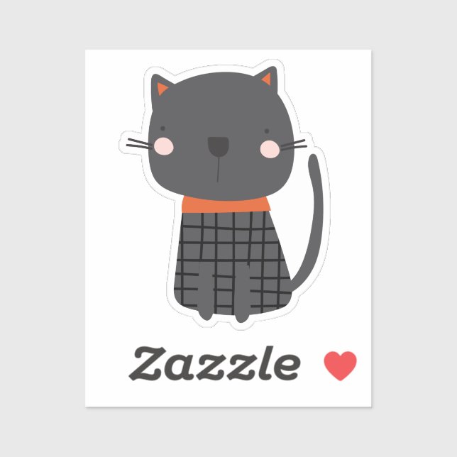 Adesivo Gato de bruxas preto super fofo (Folha)