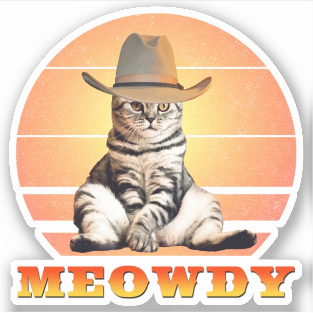 Adesivo Gato de Cowboy Engraçado (Frente)