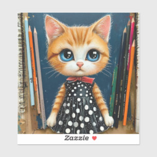 Adesivo Gato de desenho animado bonito