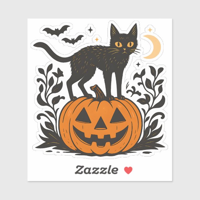 Adesivo Gato de Dia das Bruxas Puro-Infeccioso (Folha)