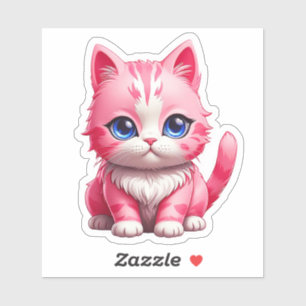 Adesivo Gato de Gatinho Rosa Gelado