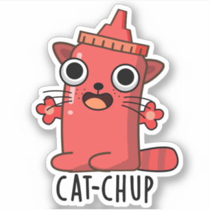 Adesivo Gato de Gato Engraçado Ketchup Pun