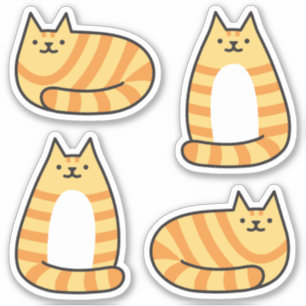 Adesivo Gato de Grátis redondo de Kawaii Stripei