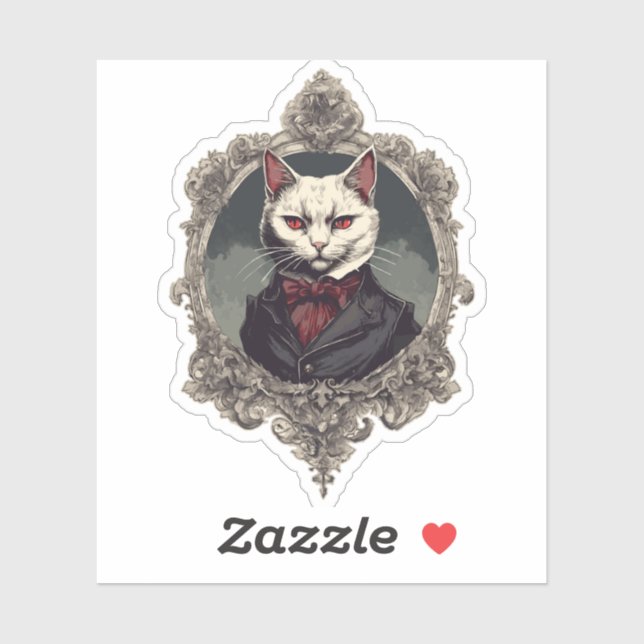 Adesivo Gato de Halloween, Gato de Vampiro (Folha)