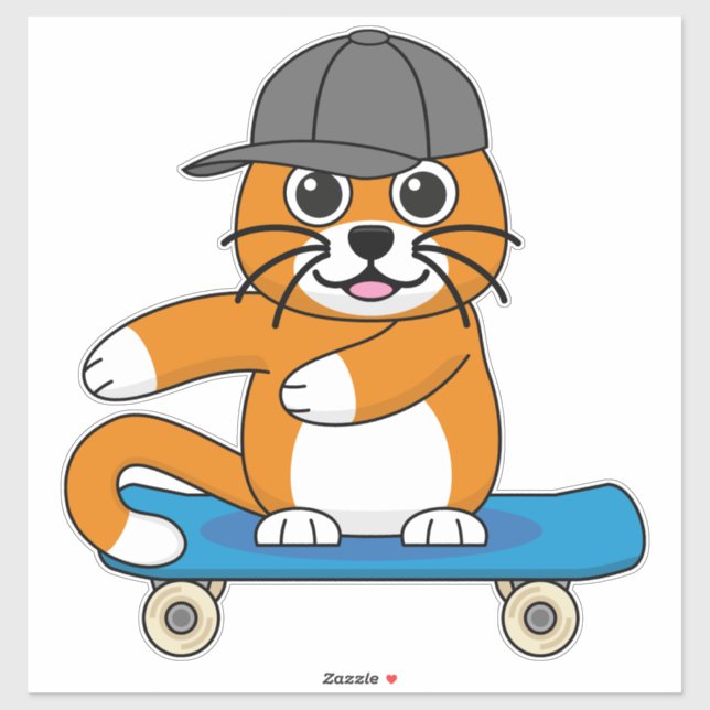 Adesivo Gato de Laranja Cachorro em Cartoon (Folha)