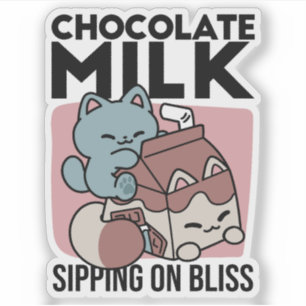 Adesivo Gato de Leite Chocolate Kawaii – Bebida Aconchegan