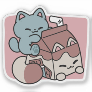 Adesivo Gato de Leite de Chocolate Kawaii – Bebida Aconche