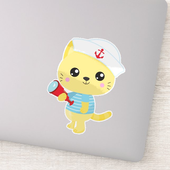 Adesivo Gato De Marinheiro, Capitão De Barco, Chapéu De Ma (Detalhe)